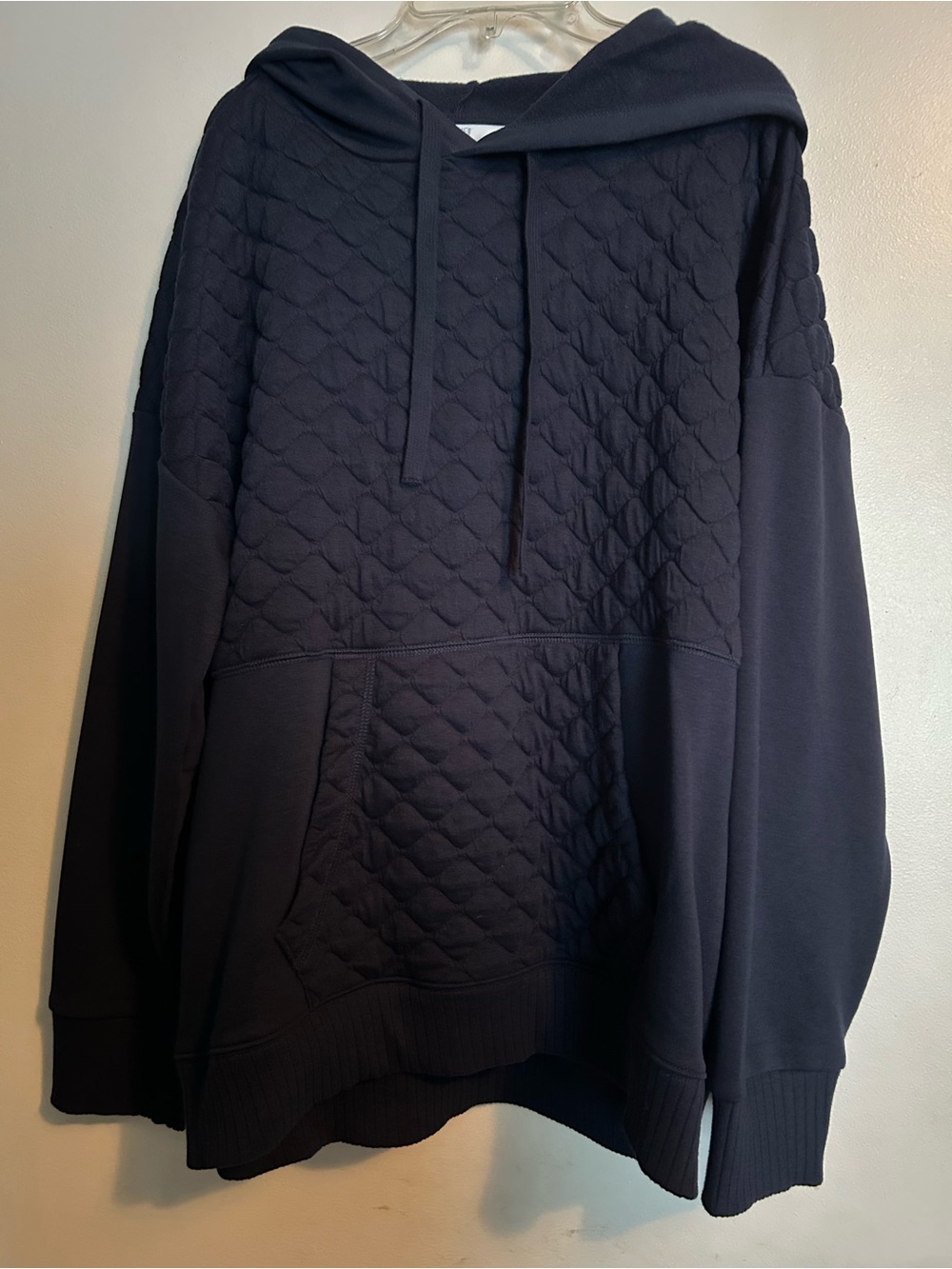 Time and Tru Quilted Knit Hooded Pullover Sweatshirt - Navy size XL NWT’s